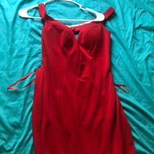 Red black less dress